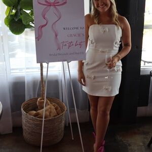 Luxxel Ivory Satin Dress with Bow Details